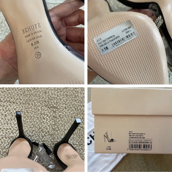 NWT Schutz Julie Slingback Heels Vinyl / Napa Leather Women’s size 6.5 - Picture 11 of 12